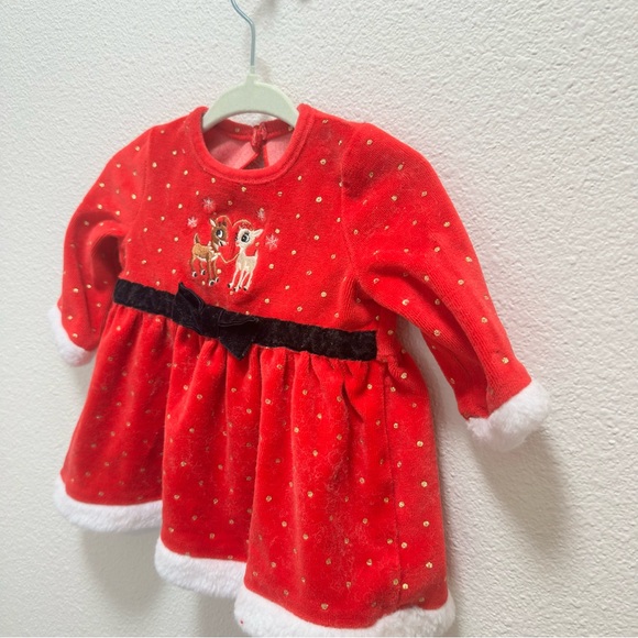 4/$20 Baby girl Rudolph the Red Nose Reindeer Christmas dress - Picture 2 of 9
